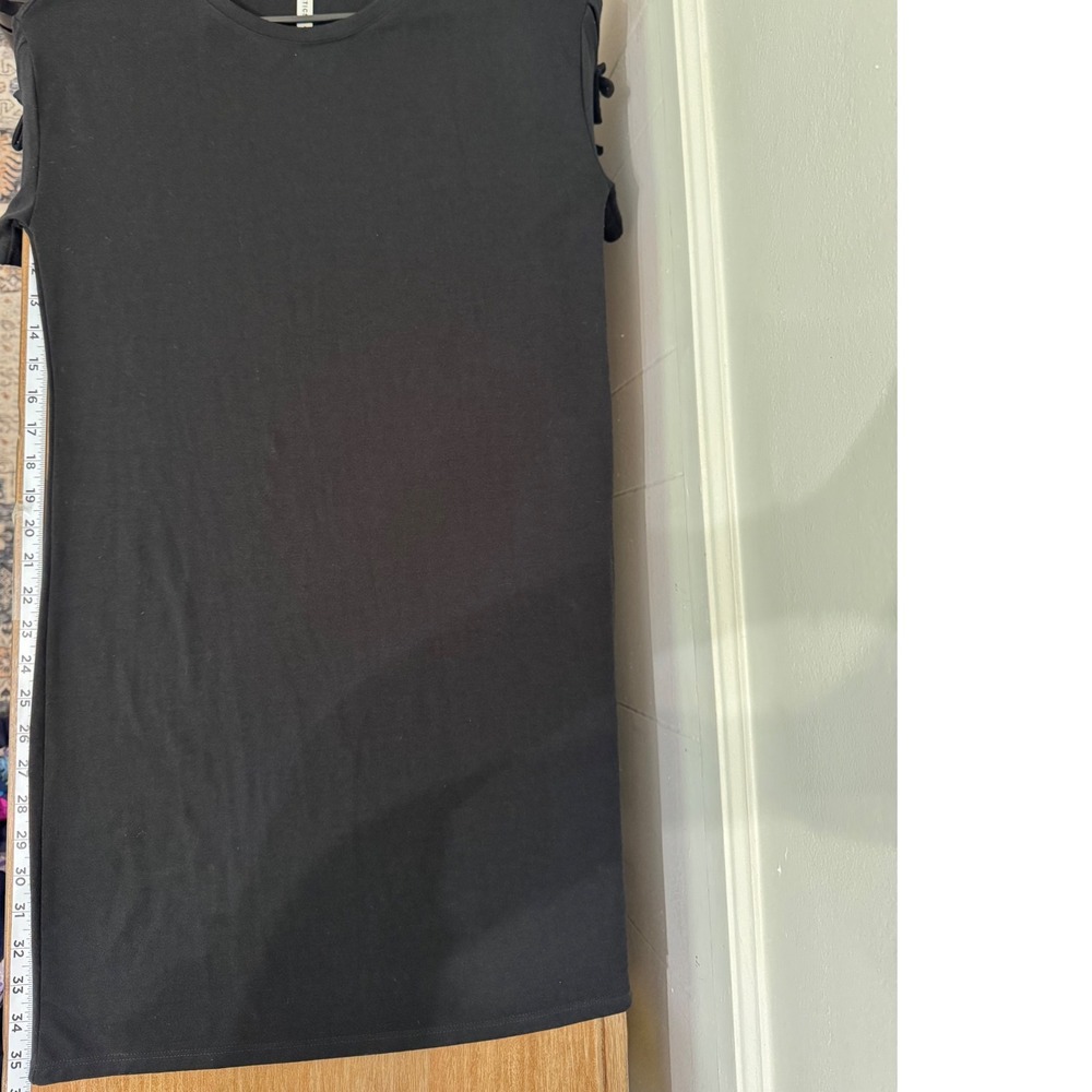 Fabletics Black T Shirt Dress Womens S Short Sleeve Tie Detail Casual Athleisure - Picture 4 of 5